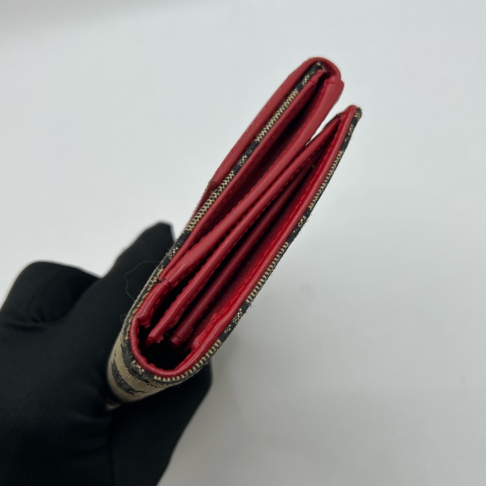 Authentic GUCCI GG Monogram Canvas x Red Leather Snap Long Wallet EUC - Picture 5 of 14